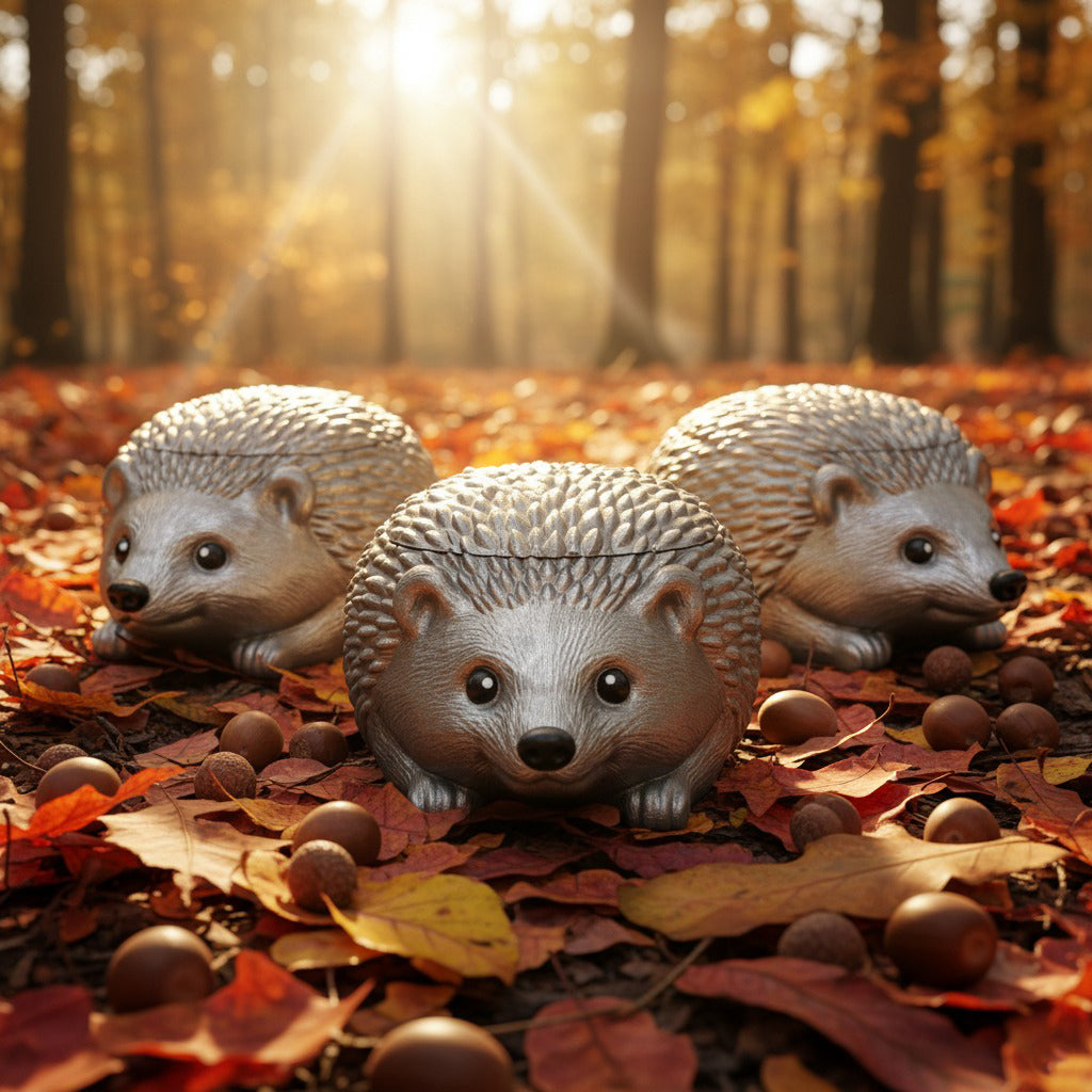 Cute hedgehog candle, handmade from stonecast and filled with eco-friendly soy wax, Orchard Cider apple and spice fragrance.