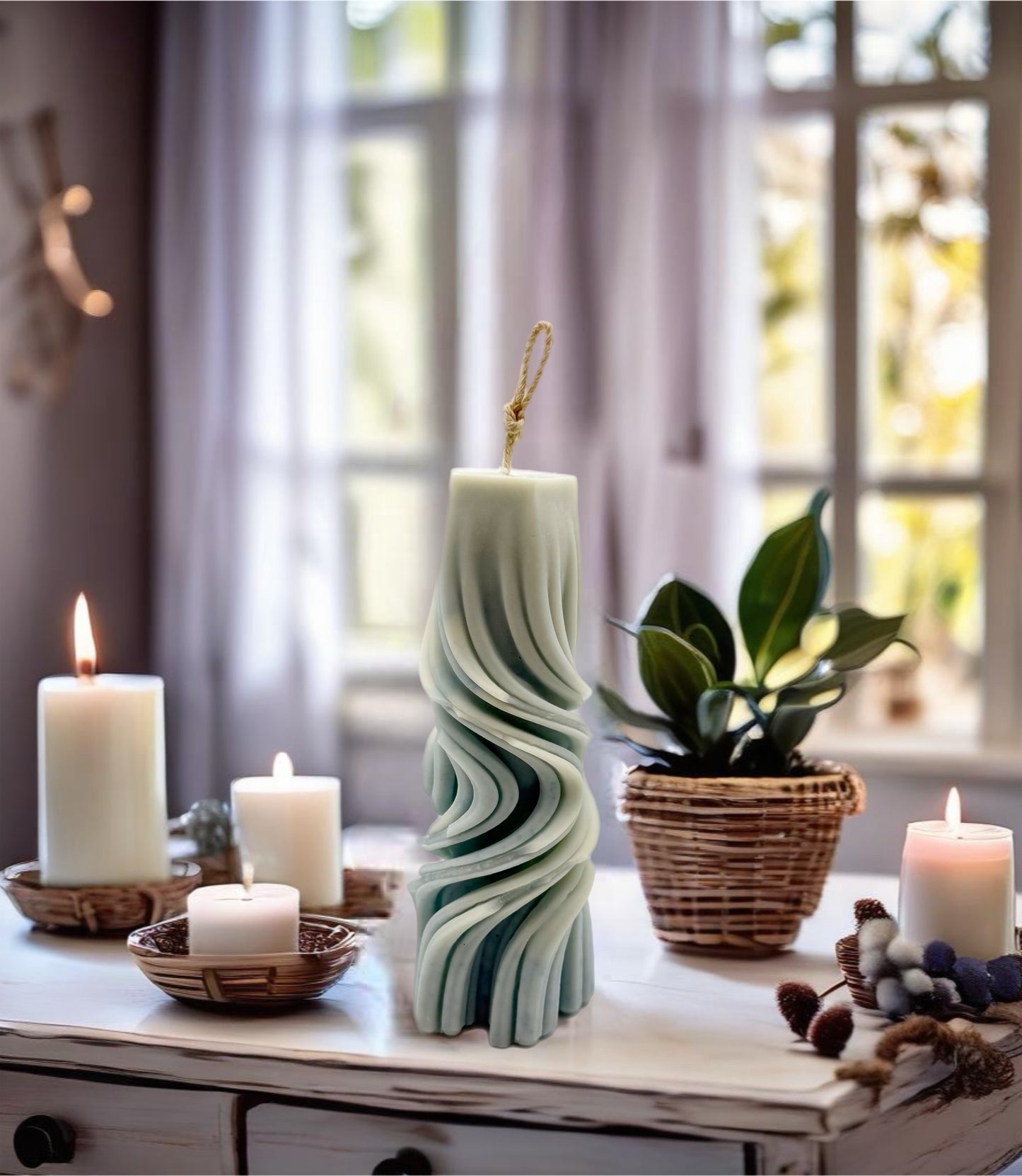Luxury Set of 5 Fluted Pillar Candles + Luxury Gift Packaging + Free delivery