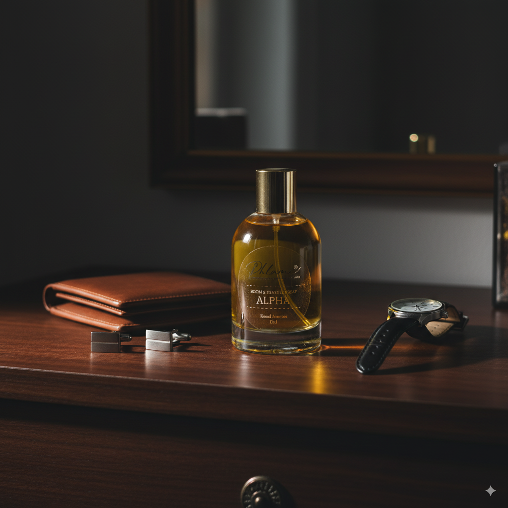 Phlame Alpha spray with citrus, pineapple, and smoky wood notes.