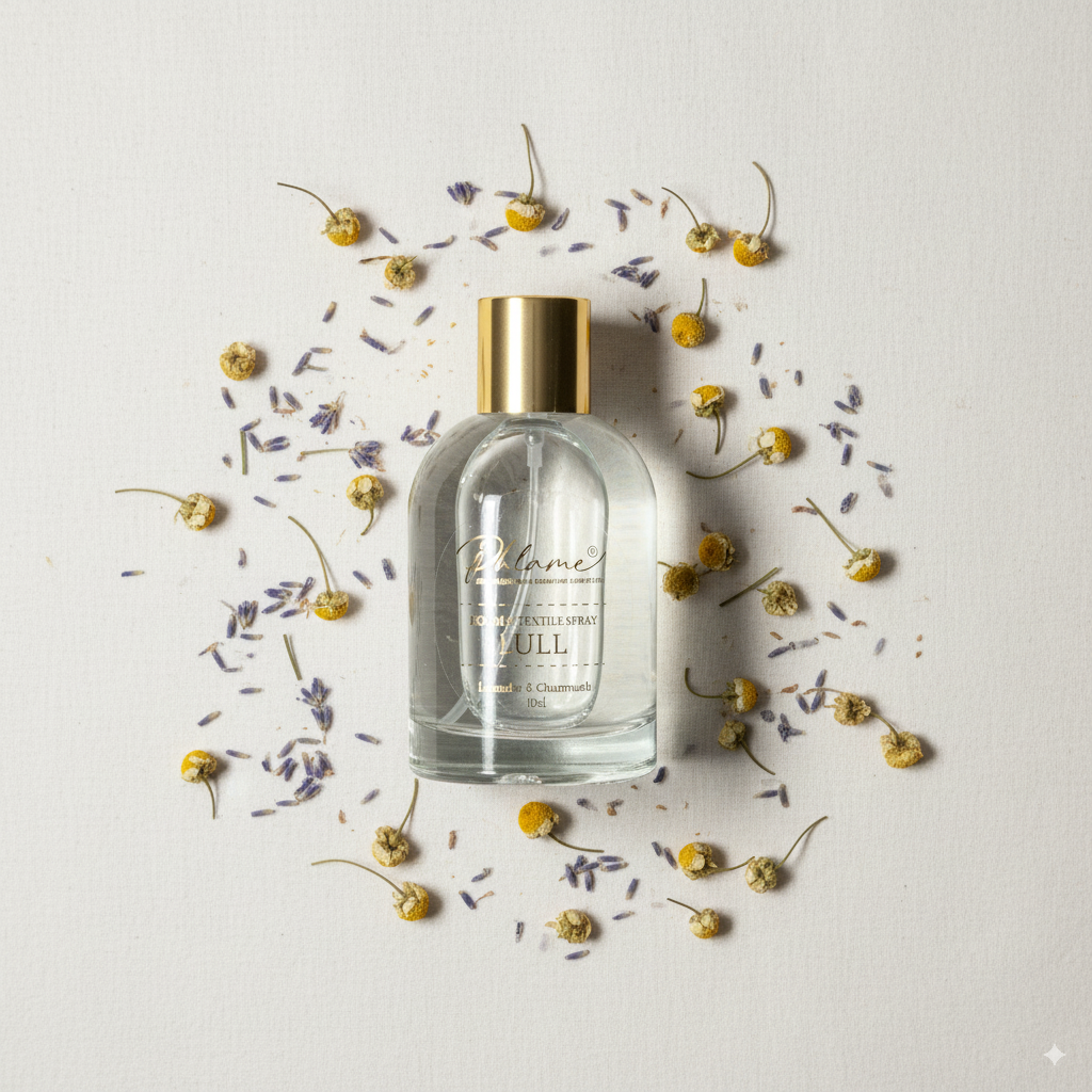 Calming Phlame Lull spray with lavender flowers, handmade in UK