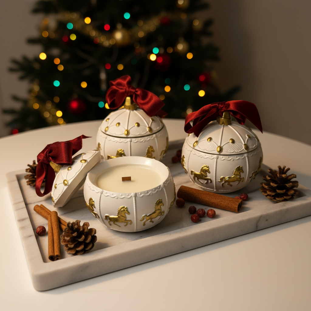 Christmas Carousel Bauble Candle