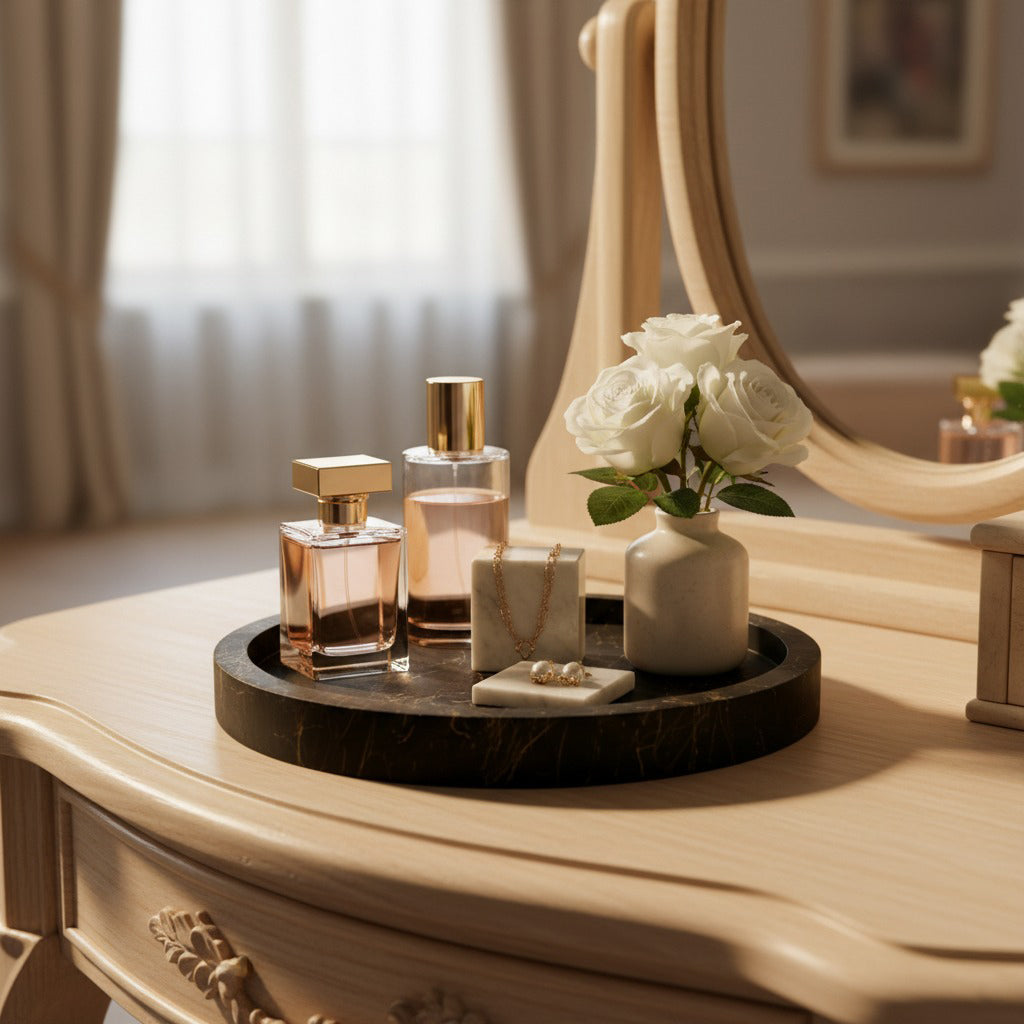 Marble-effect artisan tray, 285 mm wide, handcrafted in UK.
