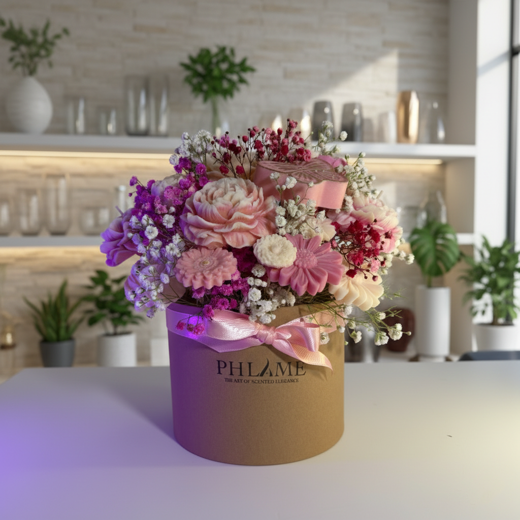 Wax Flower Arrangement in a Hat Box | Candles & Wax Melts Decor