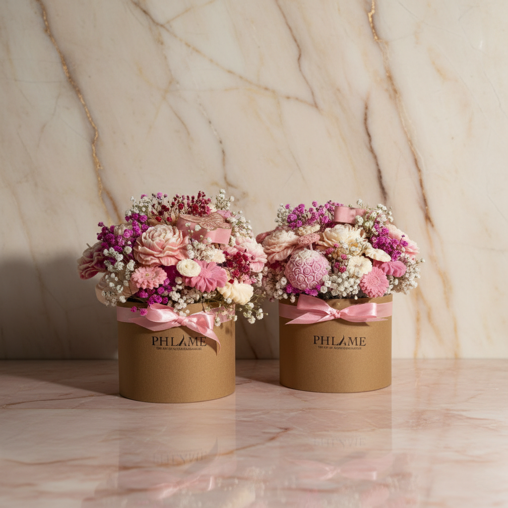 Wax Flower Arrangement in a Hat Box | Candles & Wax Melts Decor