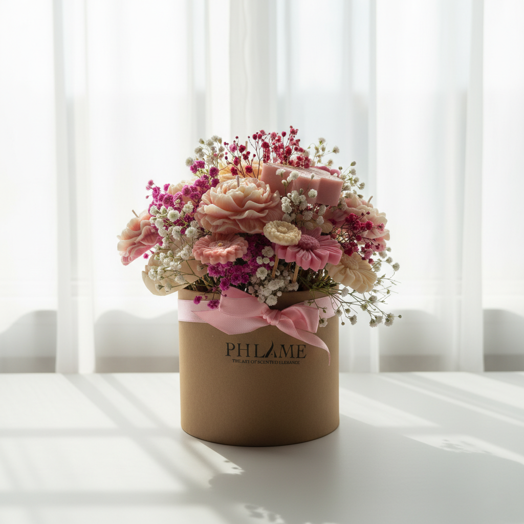 Wax Flower Arrangement in a Hat Box | Candles & Wax Melts Decor