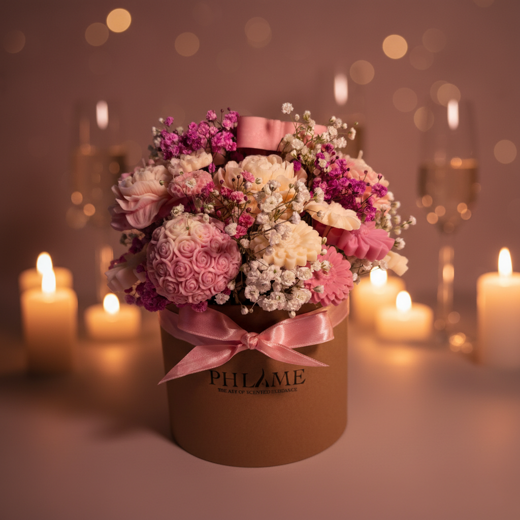 Wax Flower Arrangement in a Hat Box | Candles & Wax Melts Decor