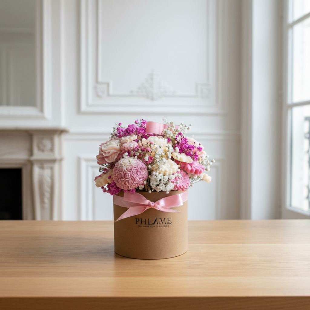 Wax Flower Arrangement in a Hat Box | Candles & Wax Melts Decor