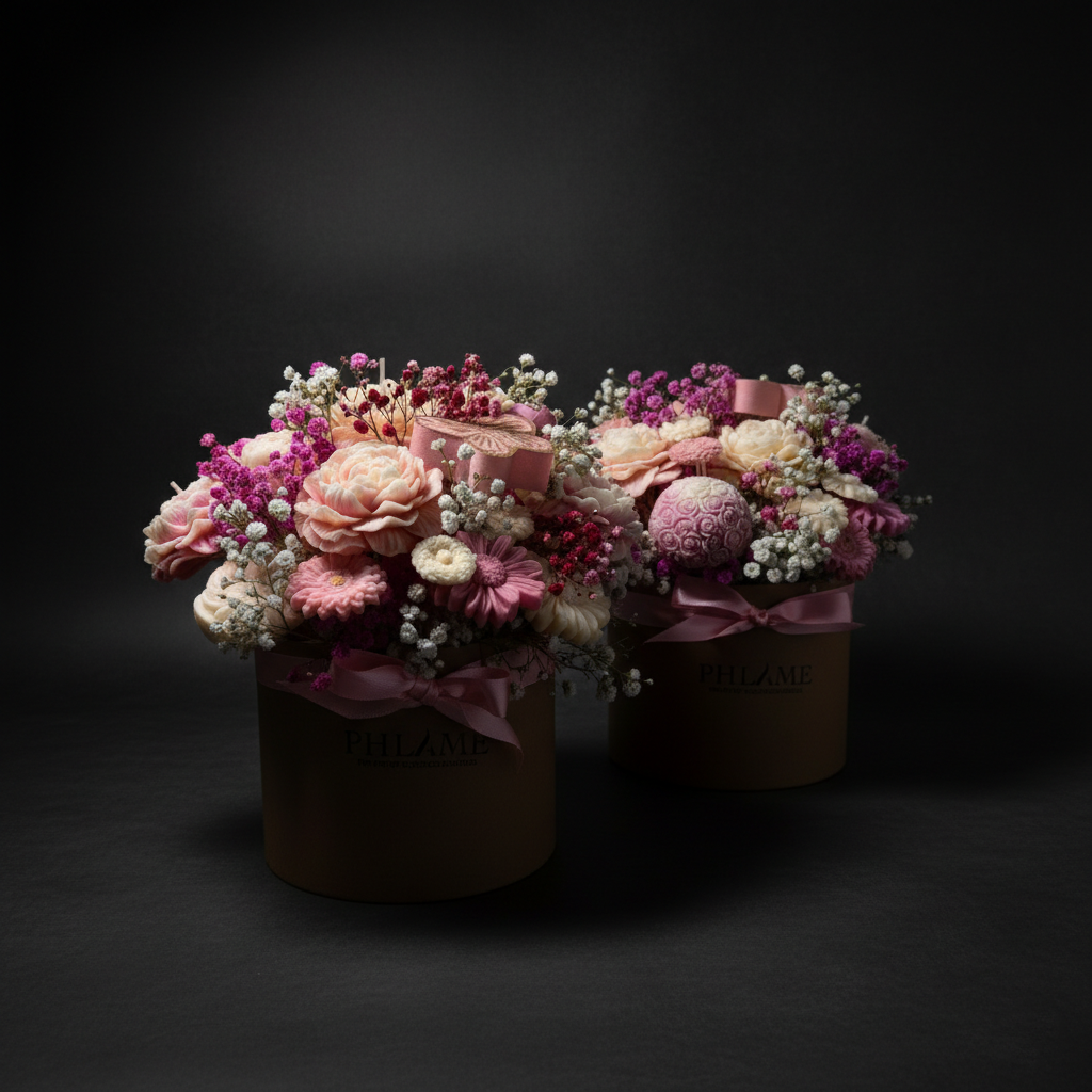 Wax Flower Arrangement in a Hat Box | Candles & Wax Melts Decor