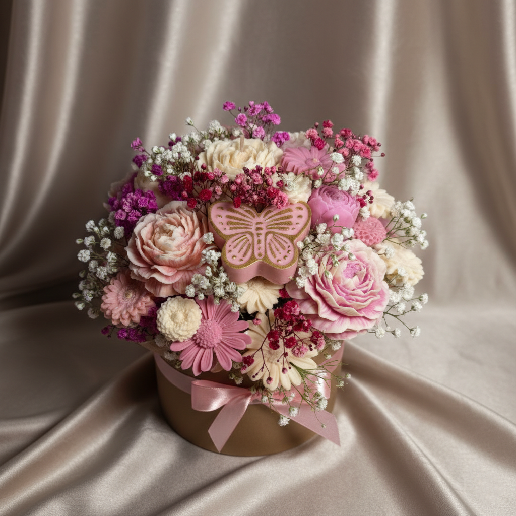 Wax Flower Arrangement in a Hat Box | Candles & Wax Melts Decor