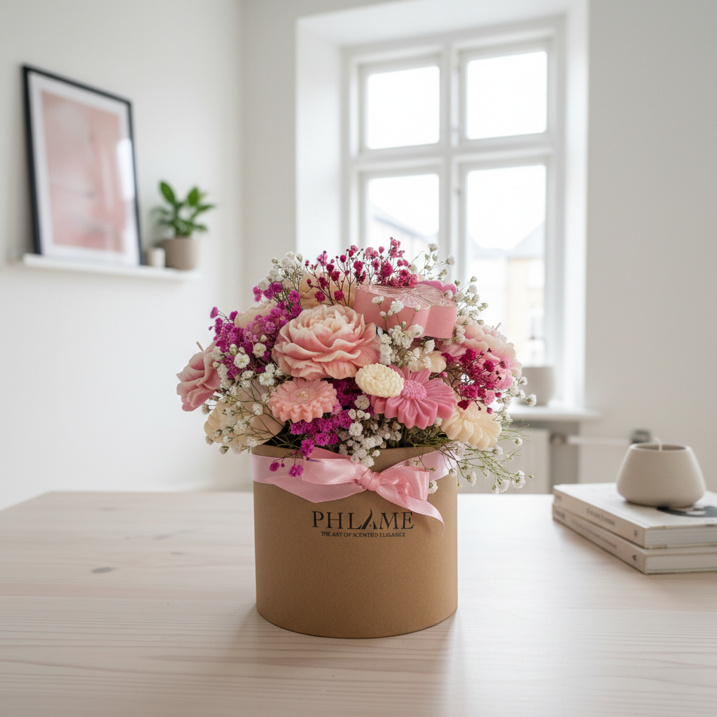 Wax Flower Arrangement in a Hat Box | Candles & Wax Melts Decor