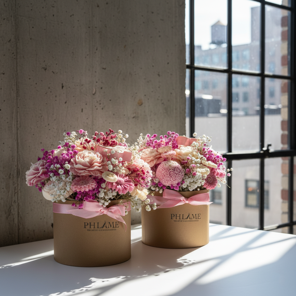 Wax Flower Arrangement in a Hat Box | Candles & Wax Melts Decor