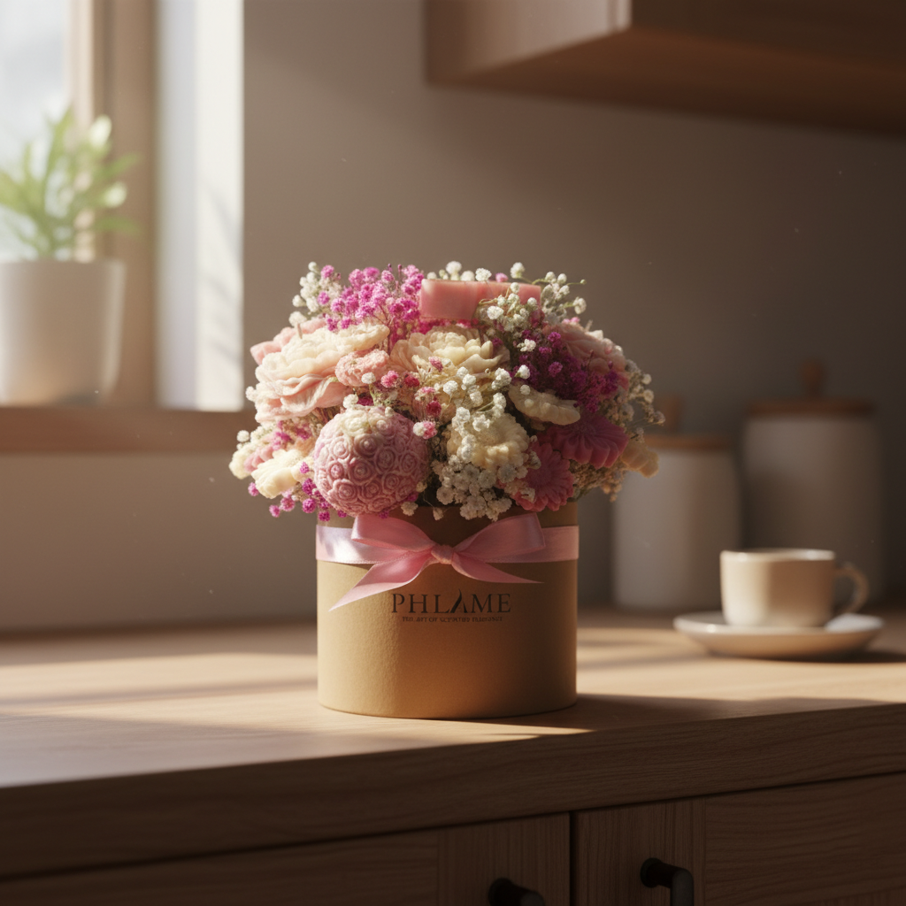 Wax Flower Arrangement in a Hat Box | Candles & Wax Melts Decor