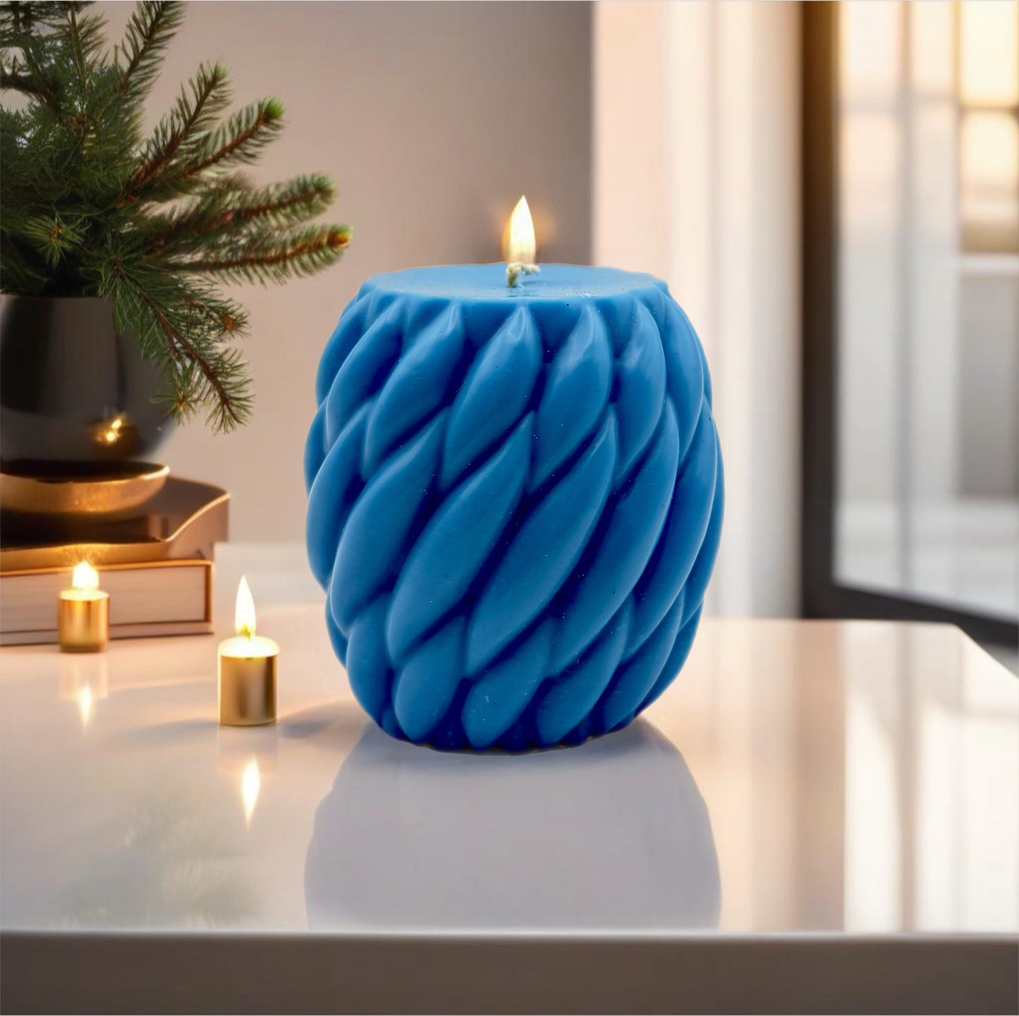 Twisted Rope Candle SET of 3 + Luxury Gift Packaging (S, M, XL) - Decorative Handmade Candle for Home Decor