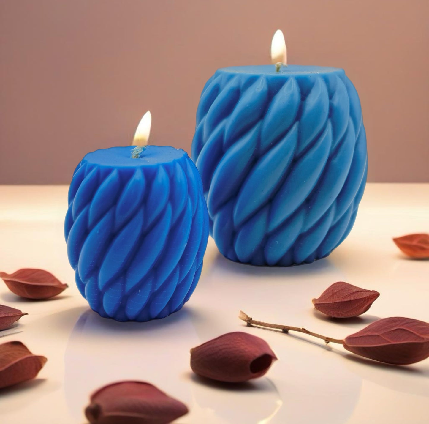 Twisted Rope Candle SET of 3 + Luxury Gift Packaging (S, M, XL) - Decorative Handmade Candle for Home Decor