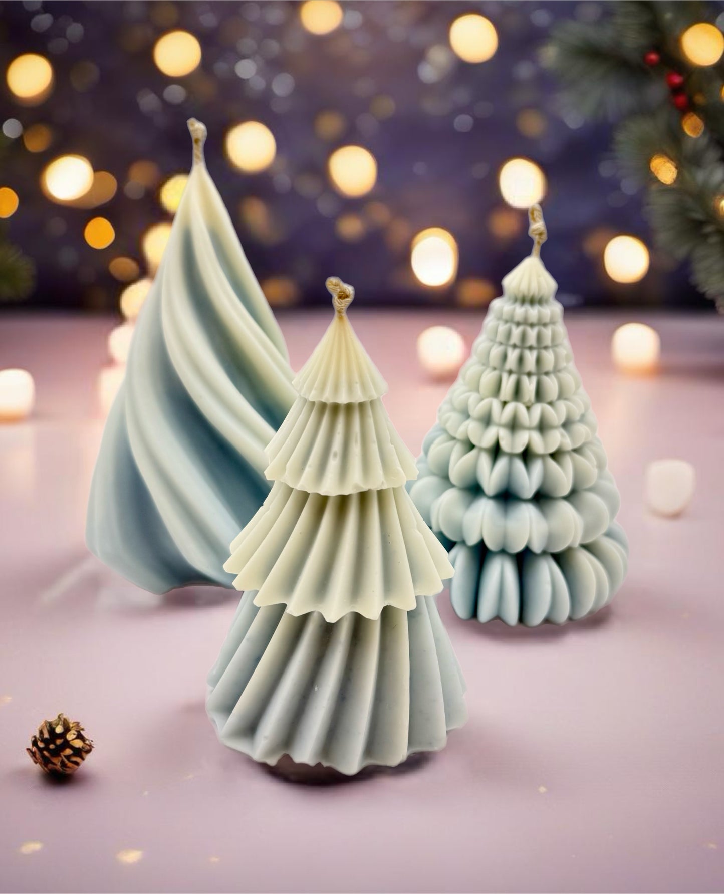 Snow Blossom Christmas Tree Candle