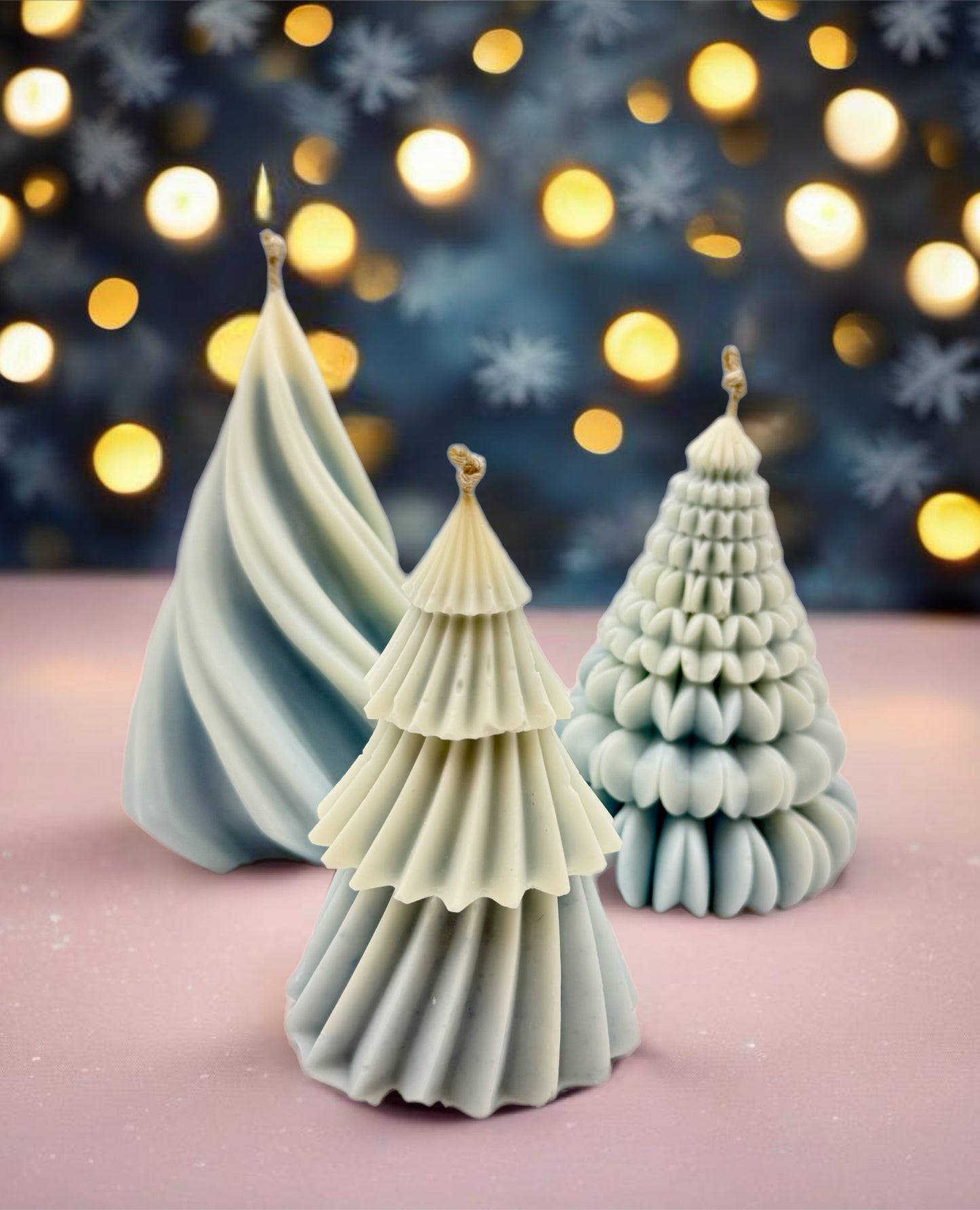 Snow Blossom Christmas Tree Candle