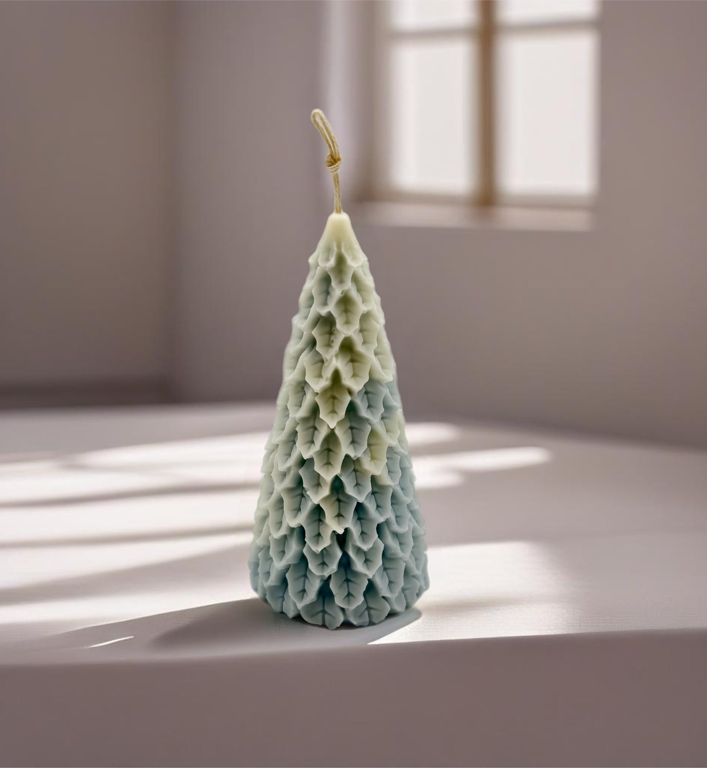 Snowy Christmas Tree Pillar Candle