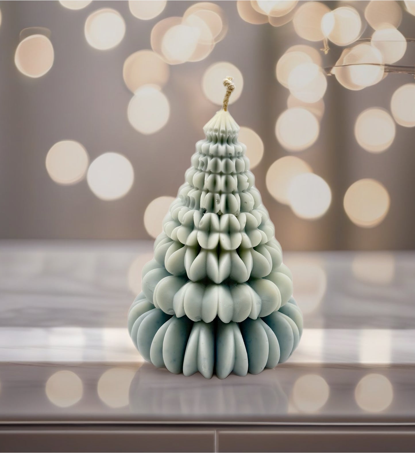 Snow Blossom Christmas Tree Candle