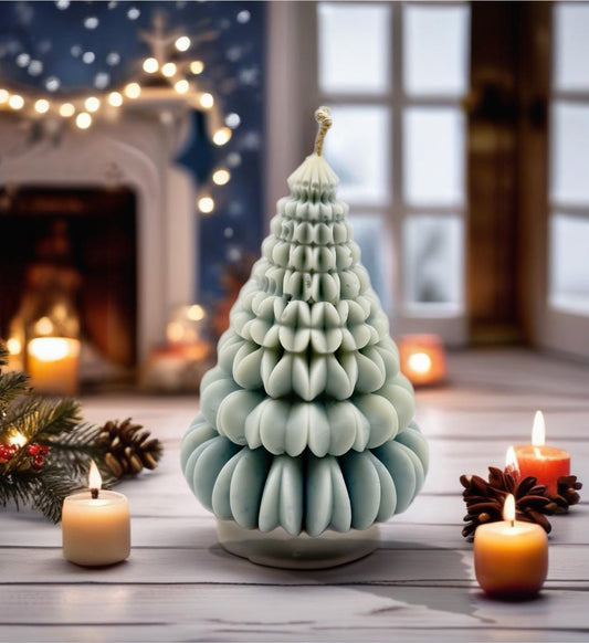 Snow Blossom Christmas Tree Candle