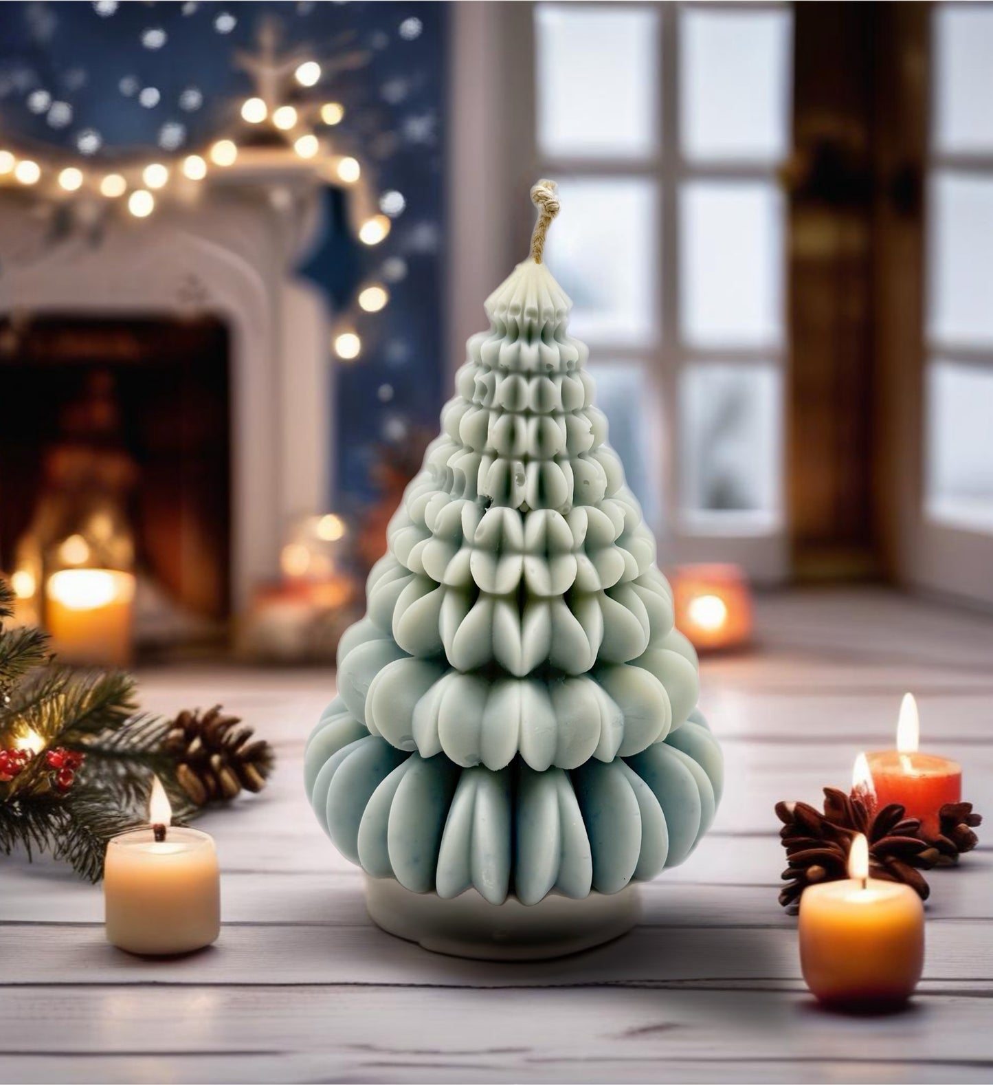 Winter Wonderland Christmas Tree Candle Set of 4 + Luxury Gift Packaging