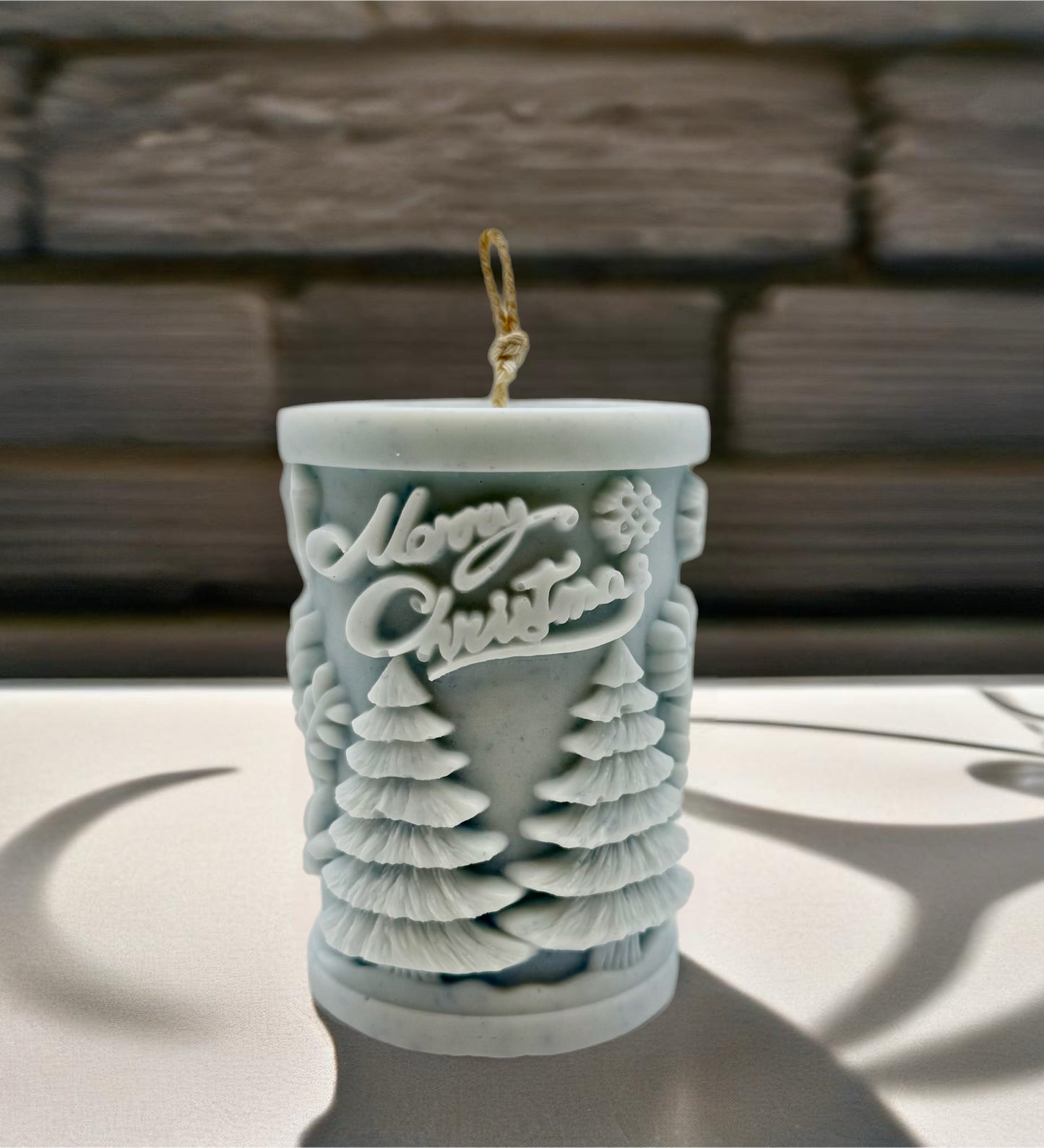 Merry Christmas Embossed Candle