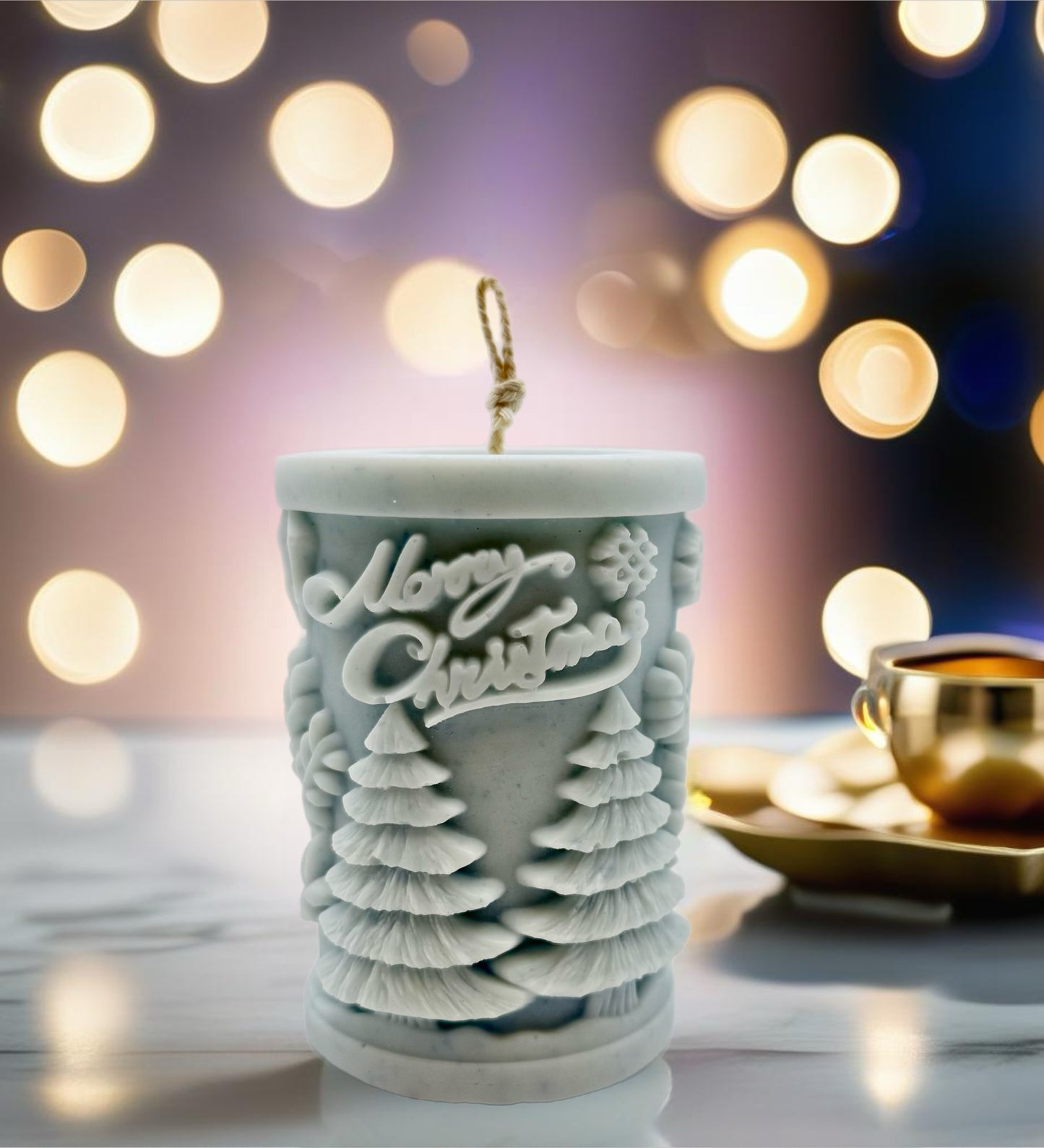 Merry Christmas Embossed Candle