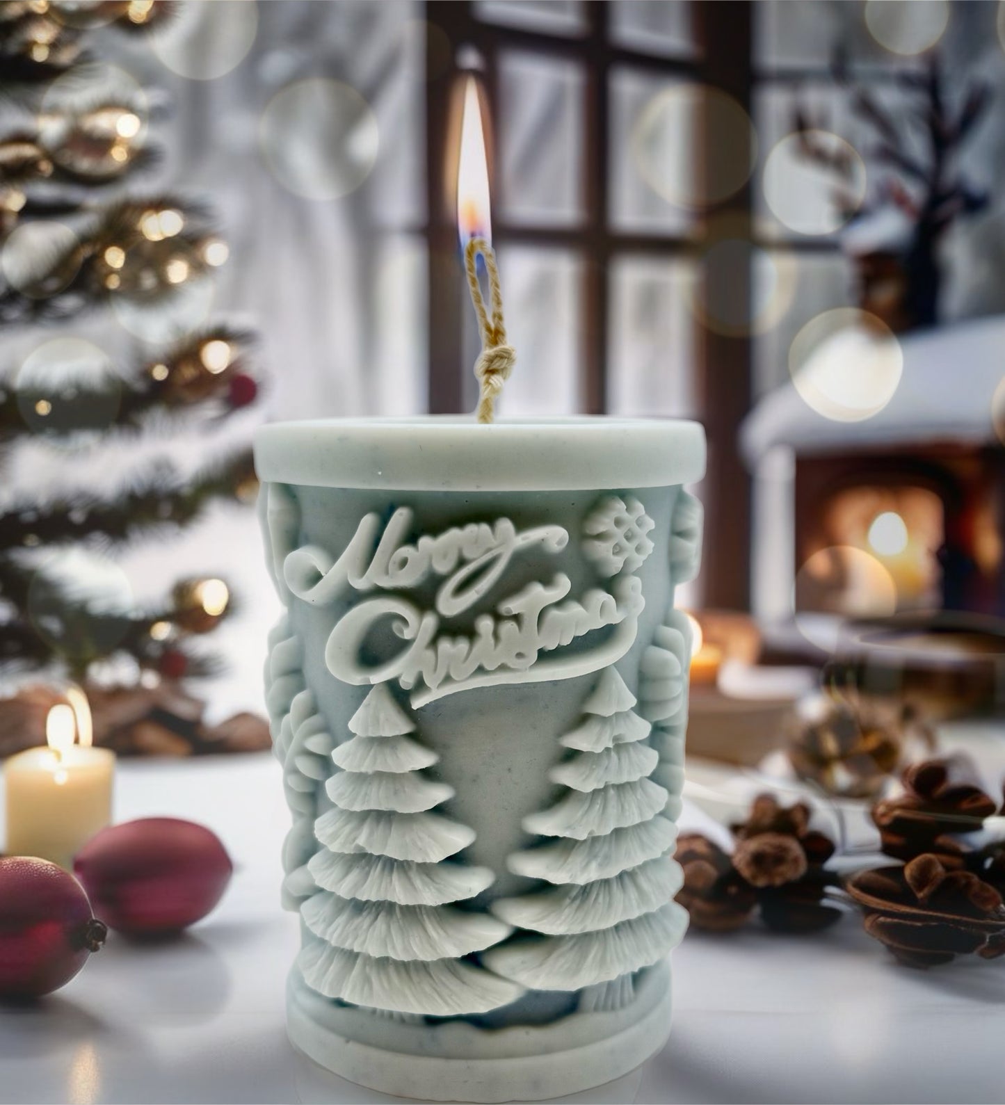 Merry Christmas Embossed Candle