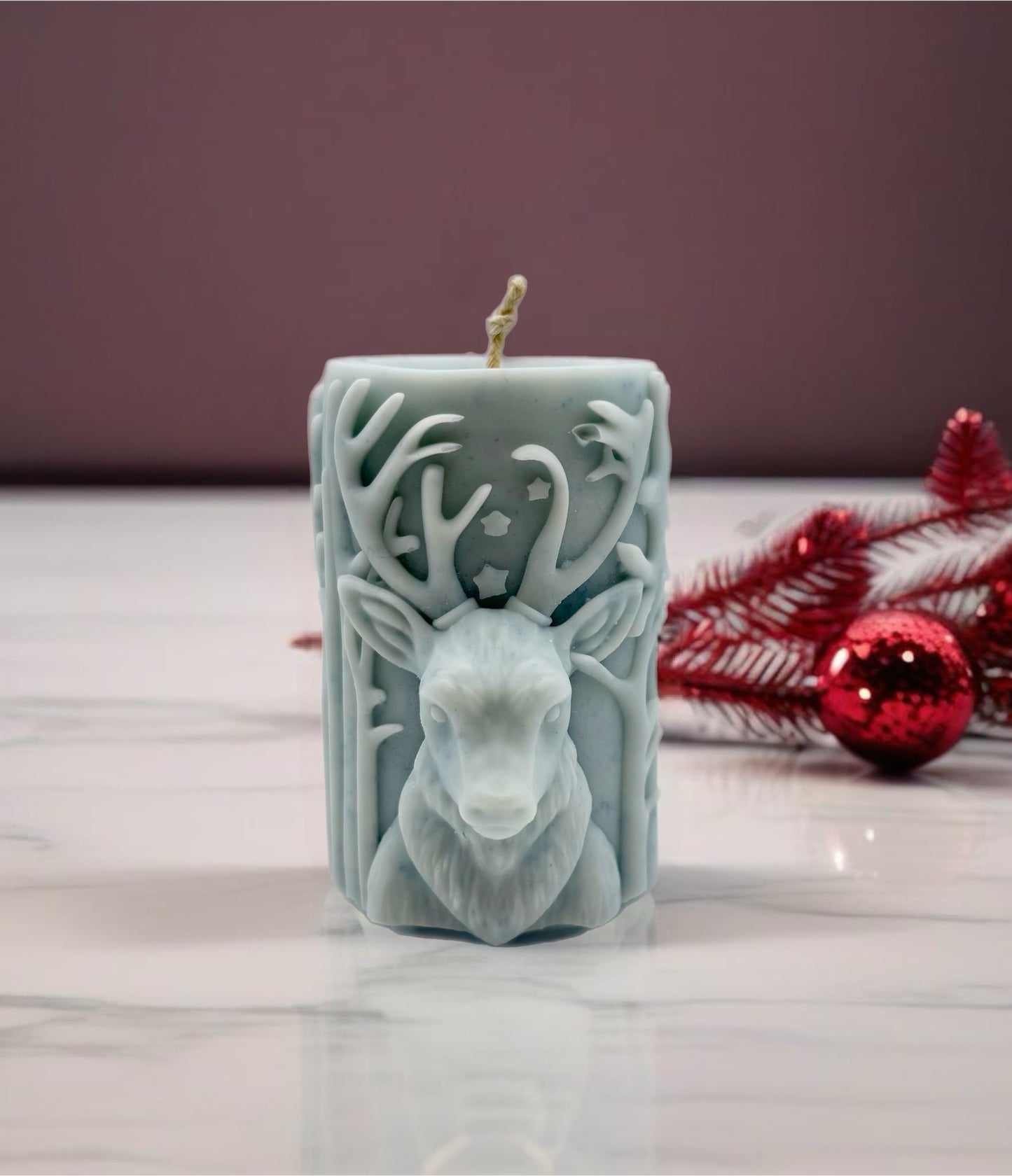 Stag Embossed Christmas Candle