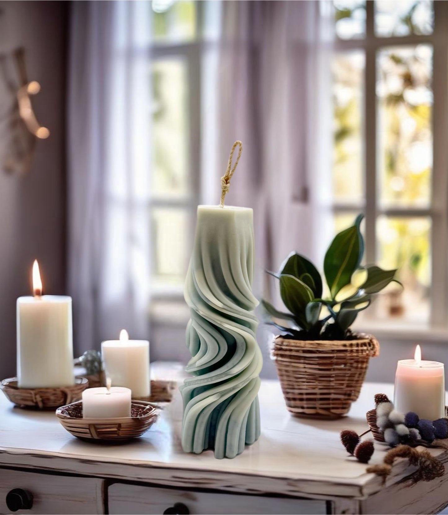 Luxury Set of 5 Fluted Pillar Candles + Luxury Gift Packaging + Free delivery