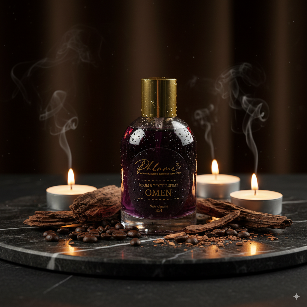 Luxury handcrafted room spray with vanilla and coffee notes.