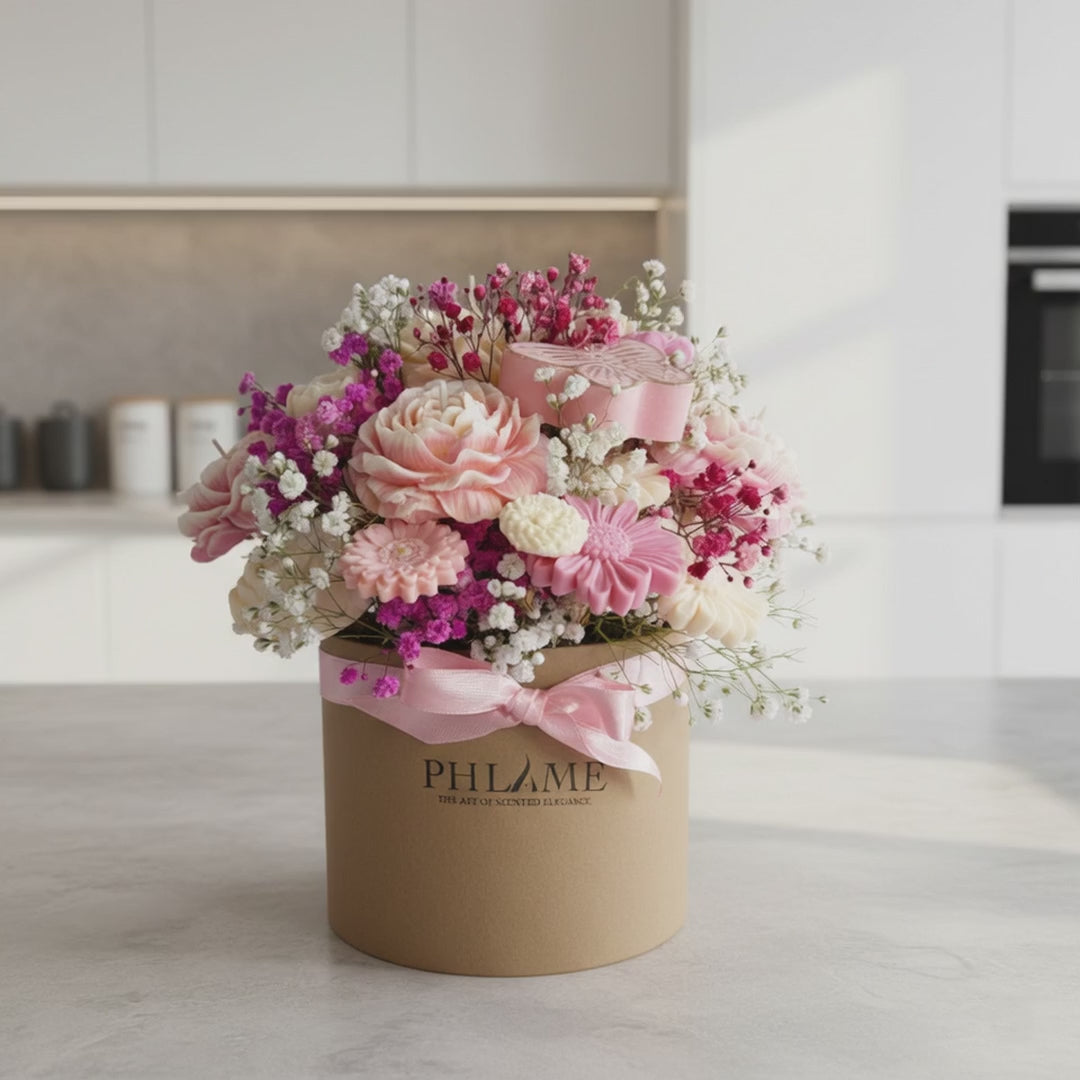 Wax Flower Arrangement in a Hat Box | Candles & Wax Melts Decor